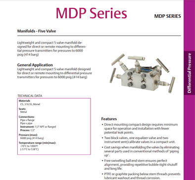 MDP Series - 5 Valve DP Manifold